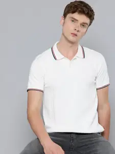 Levis Self Striped Polo Collar Pure Cotton Slim Fit T-shirt