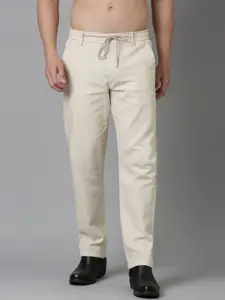 NEVER NEUD Men Relaxed Fancy Linen Trousers