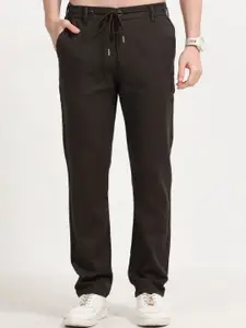NEVER NEUD Men Relaxed Fancy Linen Trousers