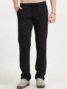 NEVER NEUD Men Relaxed Straight Fit Lazy Linen Pleated Trousers