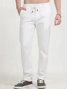 NEVER NEUD Men Relaxed Fancy Linen Trousers