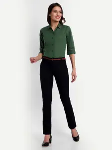 Blue Ronin Women Standard Fit Spread Collar Solid Cotton Formal Shirt