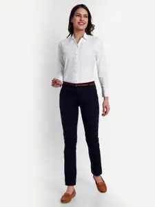 Blue Ronin Women Standard Slim Fit Spread Collar Solid Cotton Formal Shirt
