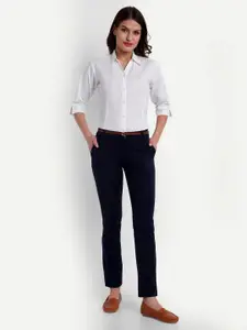 Blue Ronin Women Standard Slim Fit Spread Collar Solid Cotton Formal Shirt