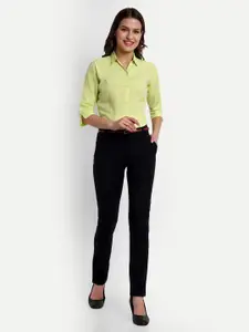 Blue Ronin Women Standard Slim Fit Spread Collar Solid Cotton Formal Shirt