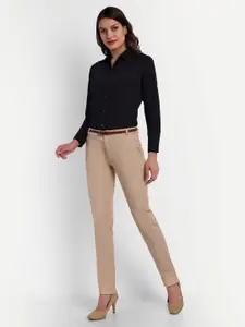 Blue Ronin Women Standard Slim Fit Spread Collar Solid Cotton Formal Shirt