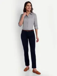 Blue Ronin Women Standard Slim Fit Spread Collar Solid Cotton Formal Shirt