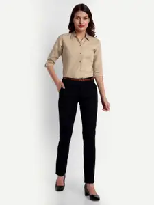 Blue Ronin Women Standard Slim Fit Spread Collar Solid Cotton Formal Shirt