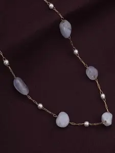 PALMONAS Gold-Plated Stainless Steel Pearls Beaded Anti-Tarnish Necklace