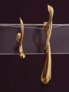 PALMONAS Stainless Steel Gold Plated Contemporary Drop Earrings