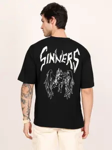 Leotude Men Graphic Printed Round Neck Cotton Oversized T-shirt