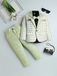 BAESD Boys Checked Single-Breasted Blazer With Trouser And Shirt 3-Piece Suit