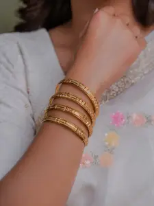 Zeraki Jewels Vidya Set Of 4 Gold-Plated Textured Bangles