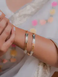 Zeraki Jewels Janki Designer Set Of 2 Gold-Plated Bangles