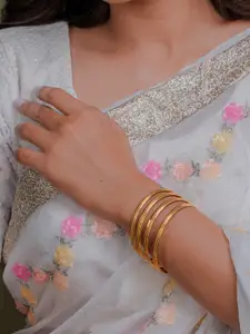 Zeraki Jewels Mayuri Set Of 4 Gold-Plated Textured Bangles