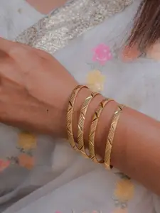 Zeraki Jewels Durga Set Of 4 Gold-Plated Bangles