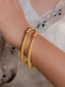 Zeraki Jewels Sheetal Set Of 2 Gold-Plated Bangles