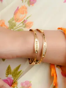 Zeraki Jewels Pooja Designer Set Of 2 Gold-Plated Bangles