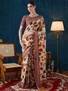 KALINI Floral Printed Saree With Blouse Piece