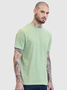 Snitch Men Round Neck Solid Cotton Casual T-shirt