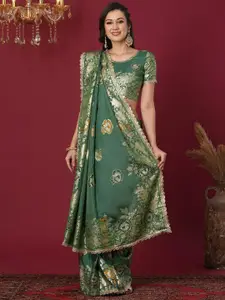 Satrani Woven Design Floral Zari Banarasi Saree