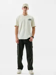 Snitch Men Relaxed Loose Fit Cargos Trousers