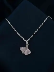 Zalkari Sterling Silver Rhodium-Plated Leaf Shaped Pendant