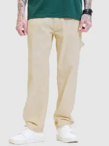Snitch Men Relaxed Loose Fit Mid-Rise Cargos Trousers