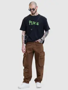 Snitch Men Relaxed Loose Fit Cotton Cargos