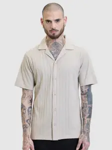 Snitch Men Relaxed Boxy Self Design Casual Shirt
