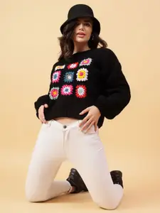 Velvery Women Floral Pullover with Applique Detail