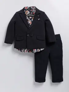 LITTLE COLLARS Boys Double-Breasted Waistcoat With Trouser & Shirt 3-Pieces Suits