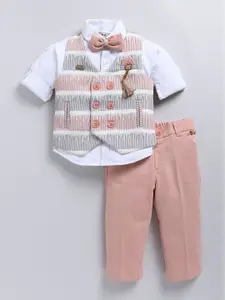 LITTLE COLLARS Boys Boys Double-Breasted Waistcoat With Trouser & Shirt 3-Pieces Suit