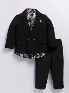 LITTLE COLLARS Boys Double-Breasted Waistcoat With Trouser & Shirt 3-Pieces Suits