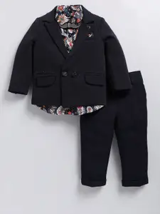 LITTLE COLLARS Boys Double-Breasted Waistcoat With Trouser & Shirt 3-Pieces Suits