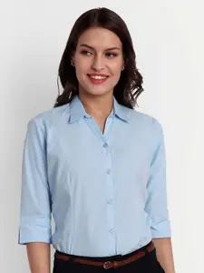 Blue Ronin Women Standard Fit Spread Collar Solid Cotton Formal Shirt