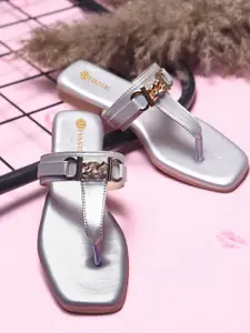 DIVASTRI Women Colourblocked Ethnic Open Toe Flats