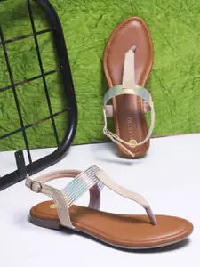 DIVASTRI Women Ethnic Open Toe Flats with Tassels