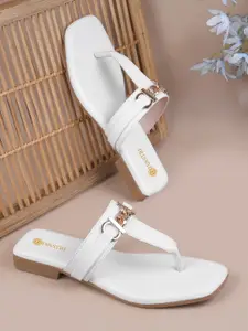 DIVASTRI Women T-Strap Flats With Buckles