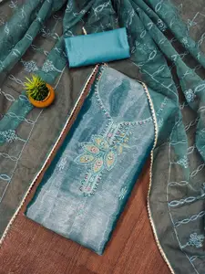 MANVAA Floral Embroidered Sequinned Unstitched Dress Material