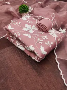 MANVAA Floral Embroidered Organza Unstitched Dress Material