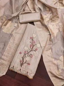 MANVAA Floral Embroidered Sequinned Unstitched Dress Material