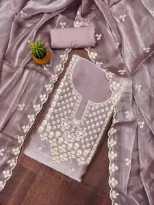 MANVAA Floral Embroidered Sequinned Unstitched Dress Material