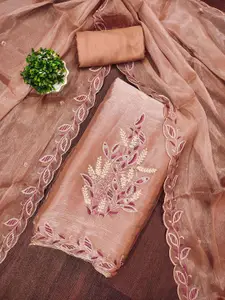 MANVAA Floral Embroidered Sequinned Unstitched Dress Material