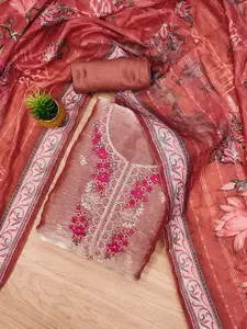 MANVAA Floral Embroidered Sequinned Unstitched Dress Material