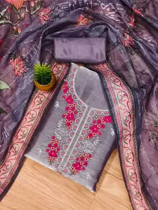 MANVAA Floral Embroidered Sequinned Unstitched Dress Material