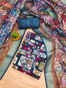 MANVAA Geometric Printed Thread Work Unstitched Dress Material