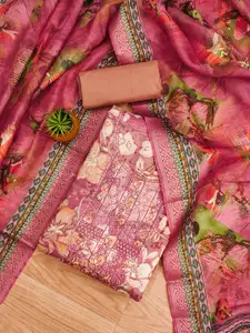 MANVAA Floral Printed Sequinned Unstitched Dress Material