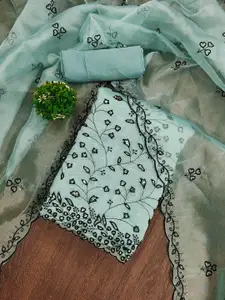 MANVAA Floral Embroidered Sequinned Organza Unstitched Dress Material