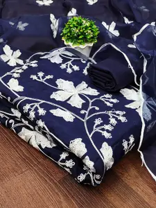 MANVAA Floral Embroidered Organza Unstitched Dress Material